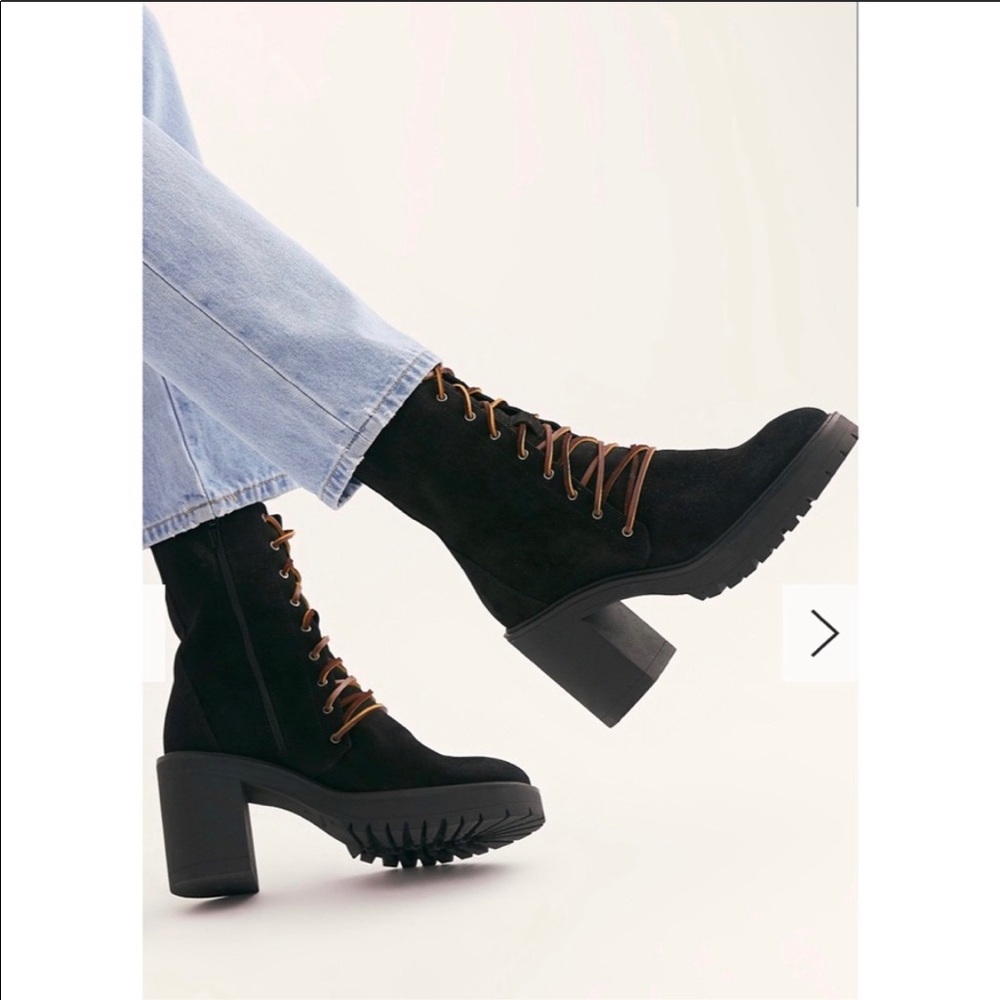 Free People Dylan Lace Up Boot in Black